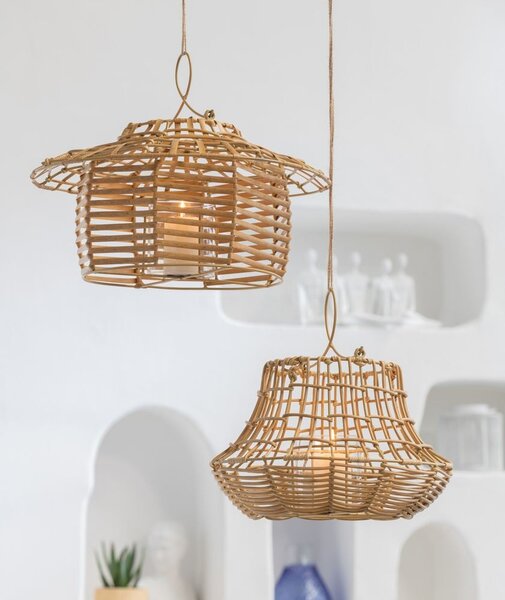 Béžový ratanový závesný lampáš Giro - 33*33*33 cm - J-Line by Jolipa