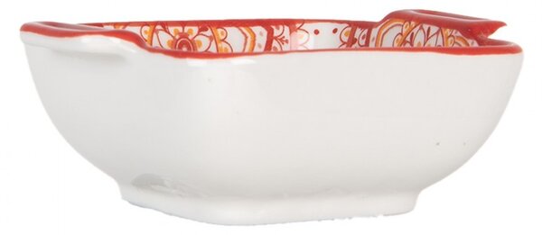 Hranatá miska s červeným vzorom Mibbo - 11 * 8 * 4 cm / 75 ml - Clayre & Eef