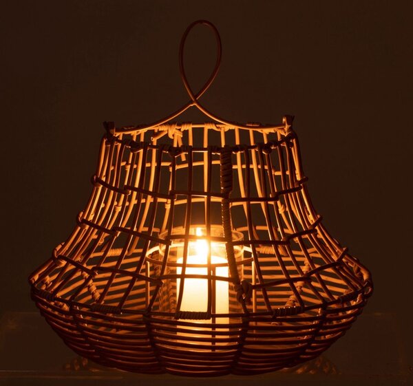 Béžový ratanový závesný lampáš Giro - 33*33*33 cm - J-Line by Jolipa