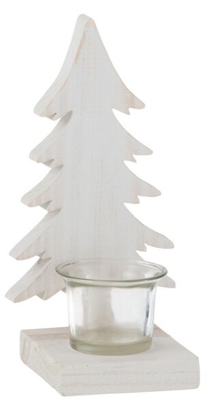 Biely svietnik so stromčekom Tree White - 10*9*20 cm - J-Line by Jolipa