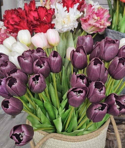 Kytica 7ks fialových realistických tulipánov Tulips - 43cm - daan kromhout