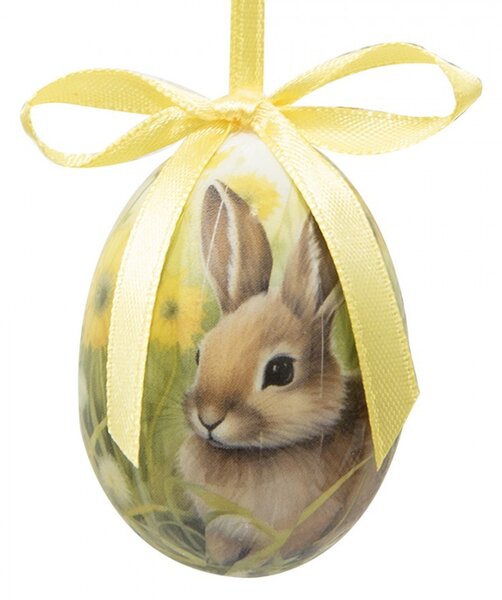 12ks dekorácia závesné vajíčko s zajačikmi Spring Egg - Ø 4*5 cm - Clayre & Eef