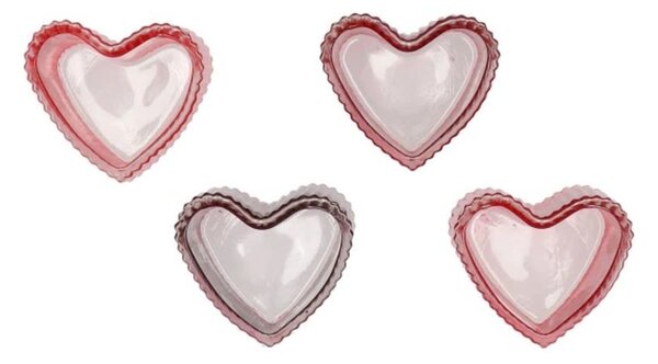 4ks červený mix sklenený svietnik srdca Love Hearts - 7*8 cm - daan kromhout
