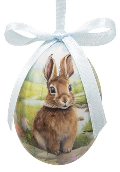 12ks dekorácia závesné vajíčko s zajačikmi Spring Egg - Ø 4*5 cm - Clayre & Eef
