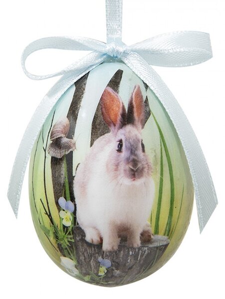 12ks dekorácia závesné vajíčko s zajačikmi Spring Egg - Ø 4*5 cm - Clayre & Eef