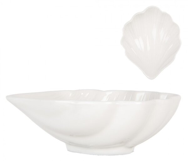 Biela keramická miska v tvare mušle Shell Bowl - 12*10*4 cm - Clayre & Eef