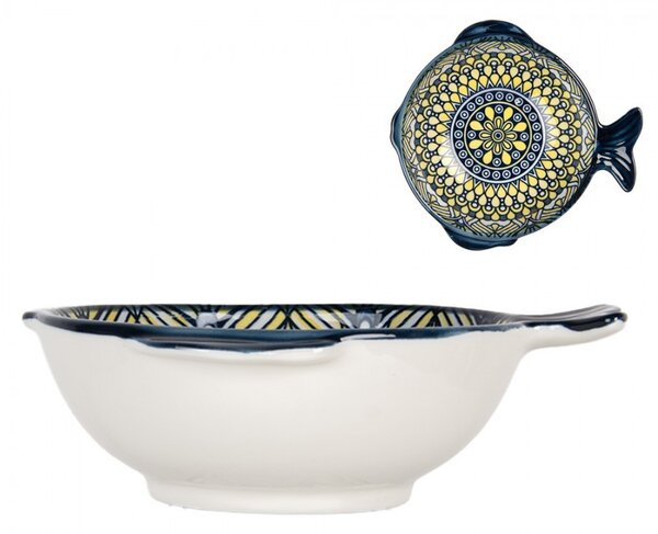 Keramická miska rybka s modrým vzorom Mibbo - Ø - 15*14*5 cm / 200 ml - Clayre & Eef