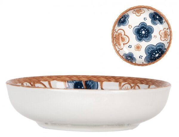 Miska s hnedými a modrými kvetmi Mibbo - Ø 10*3 cm / 50 ml - Clayre & Eef