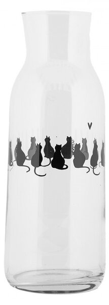 Sklenená karafa s mačkami a srdiečkom Dog&Cat - Ø 9*25 cm / 1000 ml - Clayre & Eef