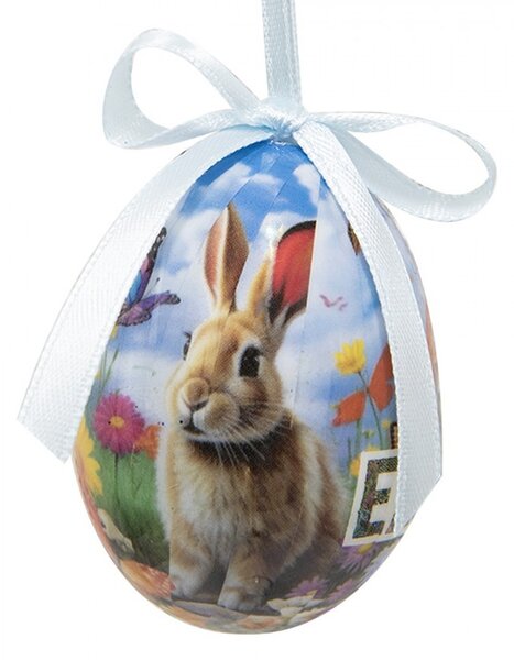 12ks dekorácia závesné vajíčko s zajačikmi Spring Egg - Ø 4*5 cm - Clayre & Eef