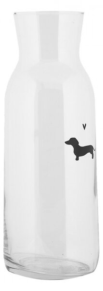 Sklenená karafa s jazvečíkom a srdiečkom Dog&Cat - Ø 9*25 cm / 1000 ml - Clayre & Eef