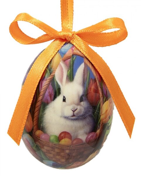 12ks dekorácia závesné vajíčko s zajačikmi Spring Egg - Ø 4*5 cm - Clayre & Eef