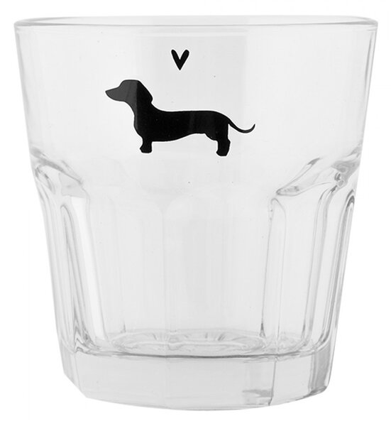 Pohárik na vodu s jazvečíkom a srdiečkom Dog&Cat - Ø 8*8 cm / 200 ml - Clayre & Eef