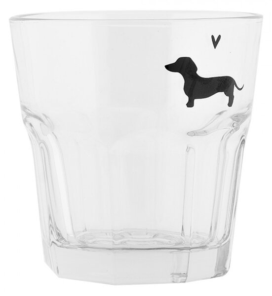 Pohárik na vodu s jazvečíkom a srdiečkom Dog&Cat - Ø 8*8 cm / 200 ml - Clayre & Eef