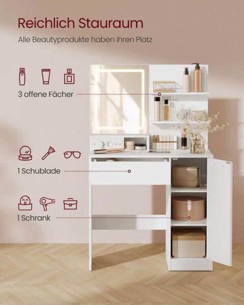 Toaletný stolík s LED zrkadlom RDT138W01