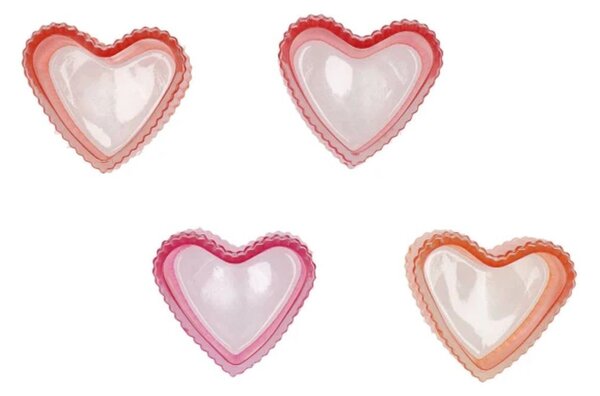 4ks červený mix sklenený svietnik srdca Love Hearts - 7*8 cm - daan kromhout