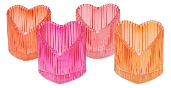 4ks červený mix sklenený svietnik srdca Love Hearts - 7*8 cm - daan kromhout