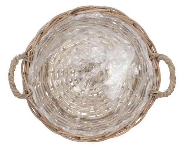 Ratanový nízky kvetináč /kôš s ušami Ivy grey - Ø 40*13 cm - daan kromhout