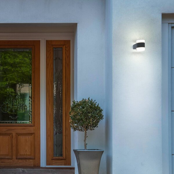 OSRAM LED vonkajšie nástenné svietidlo ENDURA STYLE PUCK, tmavošedá, IP44, Hliník / sivá / zinok, Hliník, Moderný
