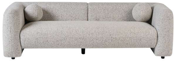 Pohovka béžová látkové čalúnenie 3-miestna extra vankúše retro glamour art deco štýl obývačka