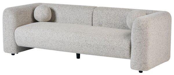 Pohovka béžová látkové čalúnenie 3-miestna extra vankúše retro glamour art deco štýl obývačka