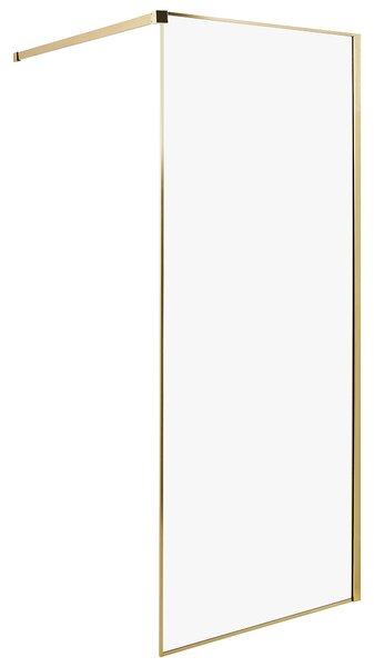 Sprchová zástena zlatá z tvrdeného skla 80 x 190 cm rám z nerezovej ocele bezdverový bezbariérový sprchovací kút moderný štýl kúpeľňa