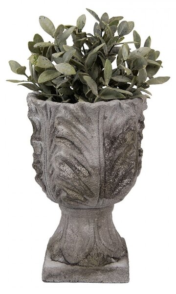 Šedý antik cementový rustikálny kvetináč - Ø 16*24 cm - Clayre & Eef