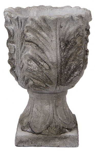 Šedý antik cementový rustikálny kvetináč - Ø 16*24 cm - Clayre & Eef