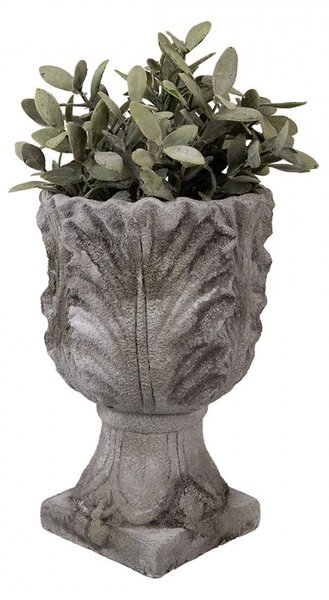 Šedý antik cementový rustikálny kvetináč - Ø 16*24 cm - Clayre & Eef