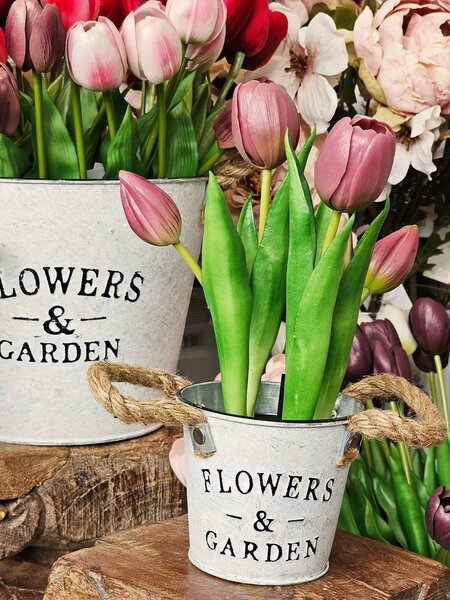 Plechový kvetináč s jutovými ušami Flowers & Garden - Ø 10*9 cm - daan kromhout