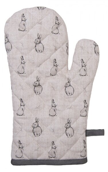 Oven Mitt 18x30 Cm Beige Grey Cotton Rabbit - 18*30 cm - Clayre & Eef