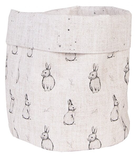Béžový textilný košík na pečivo s králikom Bunny Buddies - Ø 15*16 cm - Clayre & Eef