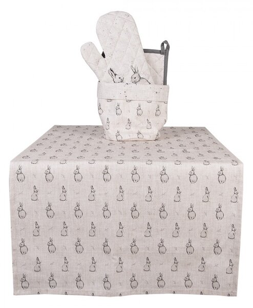 Oven Mitt 18x30 Cm Beige Grey Cotton Rabbit - 18*30 cm - Clayre & Eef