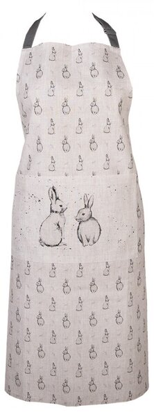Béžová kuchynská zástera s králikom Bunny Buddies - 70*85 cm - Clayre & Eef