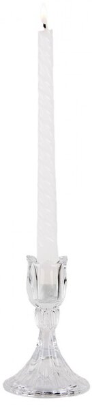 Transparentný sklenený svietnik na úzku sviečku v tvare tulipánu - Ø 8*12 cm - Clayre & Eef