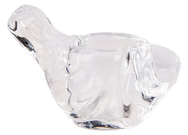 Transparentný sklenený svietnik na úzku sviečku v tvare páčka - 8*4*5 cm - Clayre & Eef