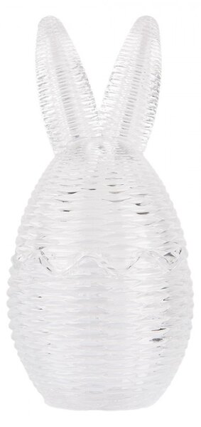 Transparentná sklenená dóza s vekom vajíčko s uškami prútená - Ø 8*17 cm - Clayre & Eef
