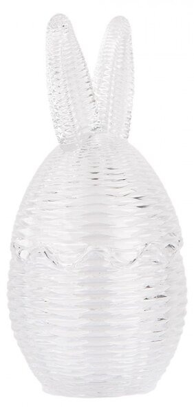 Transparentná sklenená dóza s vekom vajíčko s uškami prútená - Ø 8*17 cm - Clayre & Eef