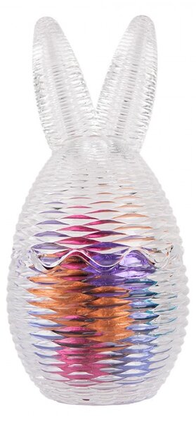 Transparentná sklenená dóza s vekom vajíčko s uškami prútená - Ø 8*17 cm - Clayre & Eef