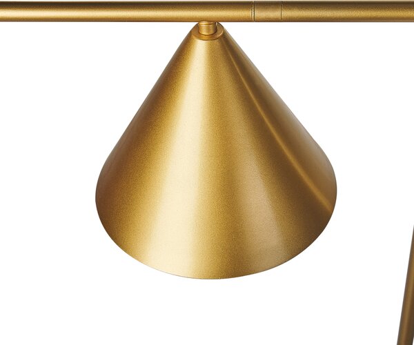 Stojaca lampa zlatá mramorový podstavec kužeľové tienidlo moderný štýl obývacia izba kancelária