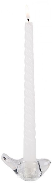 Transparentný sklenený svietnik na úzku sviečku v tvare páčka - 8*4*5 cm - Clayre & Eef