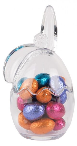 Sklenená dóza s vekom v tvare vajcia so zajačími uškami - 9*8*17 cm - Clayre & Eef