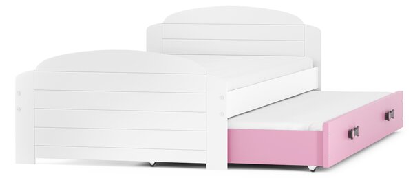 HRUŠKA Posteľ s prístelkou LILI 200x90 Biela - Ružová