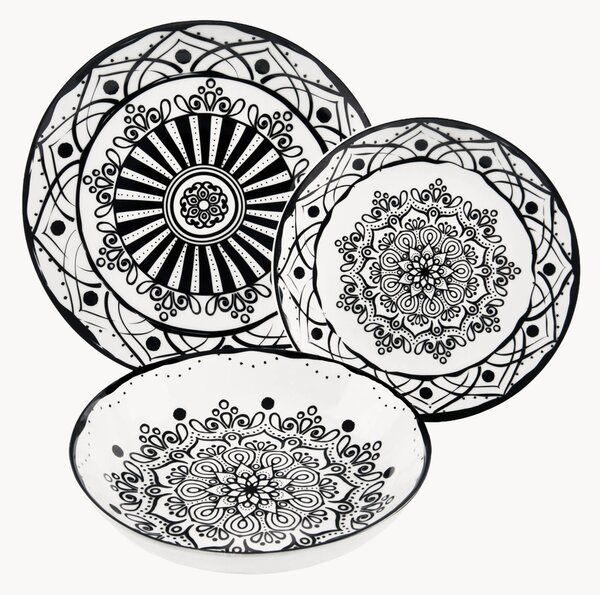 Porcelánová súprava riadu Boheme Noir, 6 osôb, 18 ks