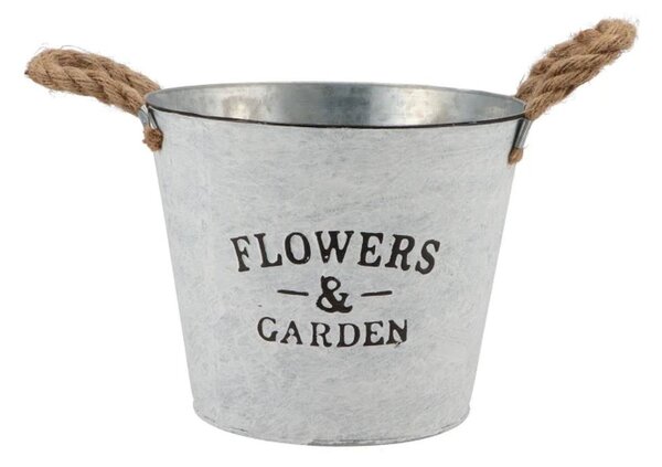 Plechový kvetináč s jutovými ušami Flowers & Garden - Ø 23*17 cm - daan kromhout