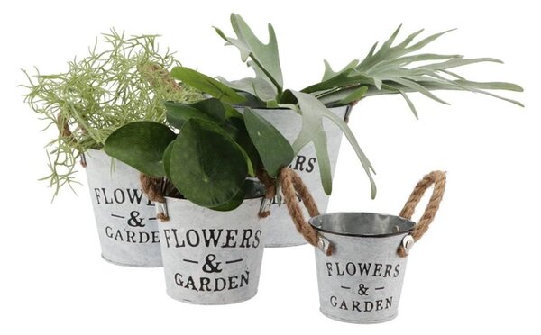 Plechový kvetináč s jutovými ušami Flowers & Garden - Ø 23*17 cm - daan kromhout