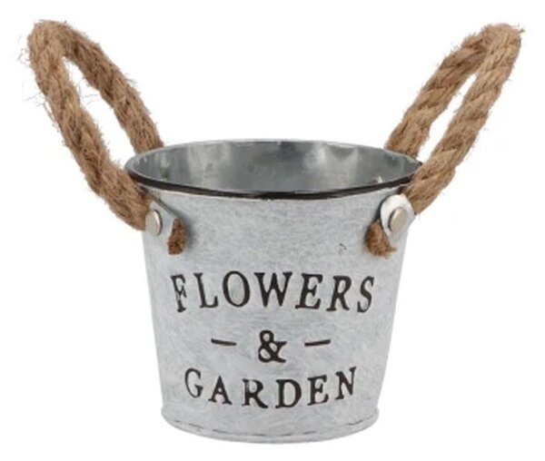 Plechový kvetináč s jutovými ušami Flowers & Garden - Ø 10*9 cm - daan kromhout