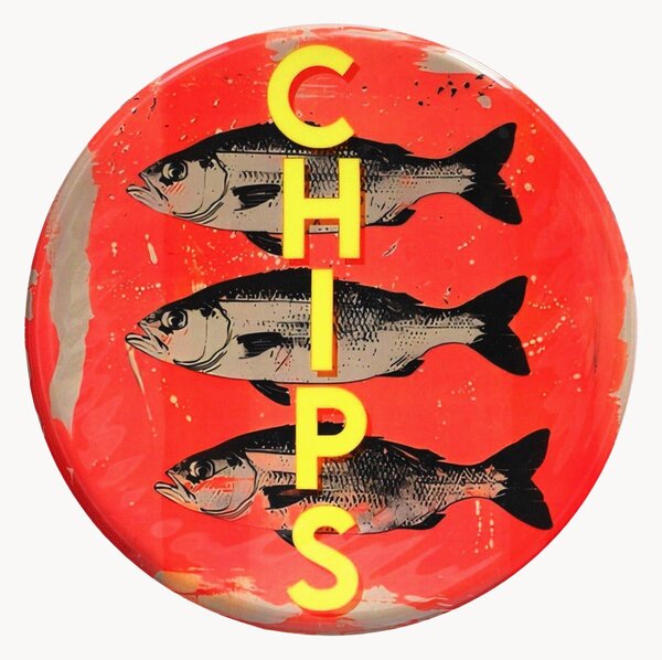 Železný dekoračný podnos Fish & Chips