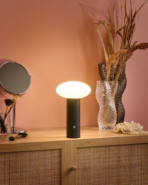 Stolná LED lampa čierna bezdrôtová železná s tienidlom moderné osvetlenie do interiéru