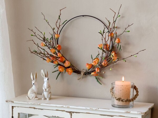 Dekorácia umelý veniec vŕbovej vetvy s mačičkami Willow - Ø 42 cm - Chic Antique